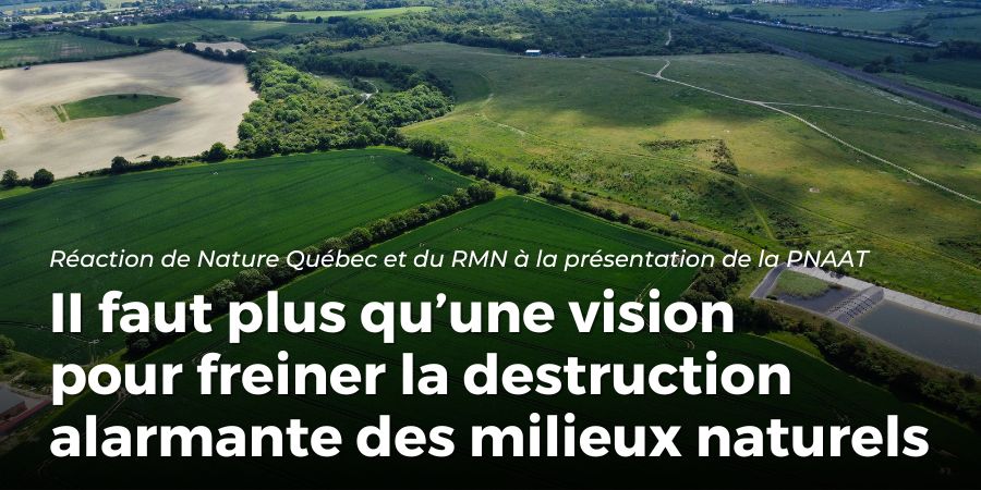 Réaction de Nature Québec et du RMN à la présentation de la PNAAT : II faut plus qu'une vision pour freiner la destruction alarmante des milieux naturels