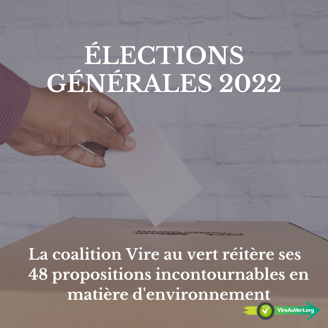 La coalition Vire au vert réitère ses attentes en matière d’environnement pour les élections provinciales