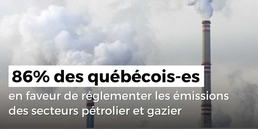 Une majorité écrasante de Québécois veulent que les industries pétrolière et gazière du Canada soient réglementées afin de réduire leur pollution par le carbone