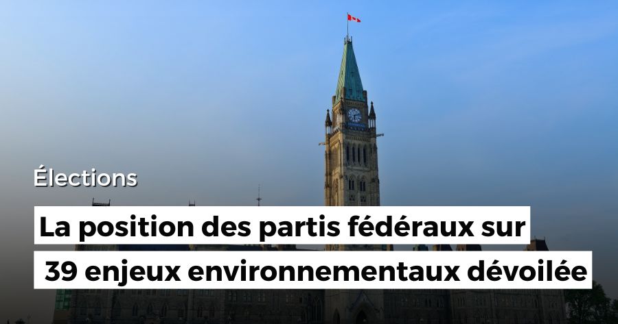 Élections : La position des partis fédéraux sur 39 enjeux environnementaux dévoilée