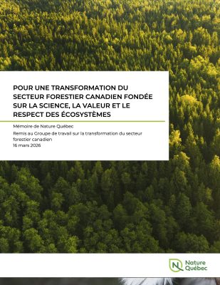 Couverture du mémoire pour une transformation du secteur forestier canadien